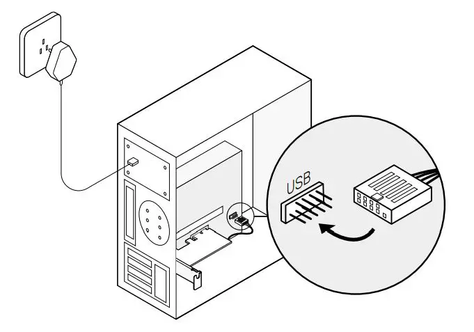 tp-link Archer T5E AC1200 Wi-Fi Bluetooth 4.2 PCIe Adapter - Locate an available F_USB connector and carefully