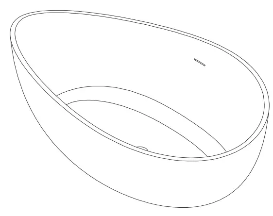 CLOVIS 20S01105-63 Dechane 63 Inch Solid Surface Center Drain Oval Alcove Bathtub