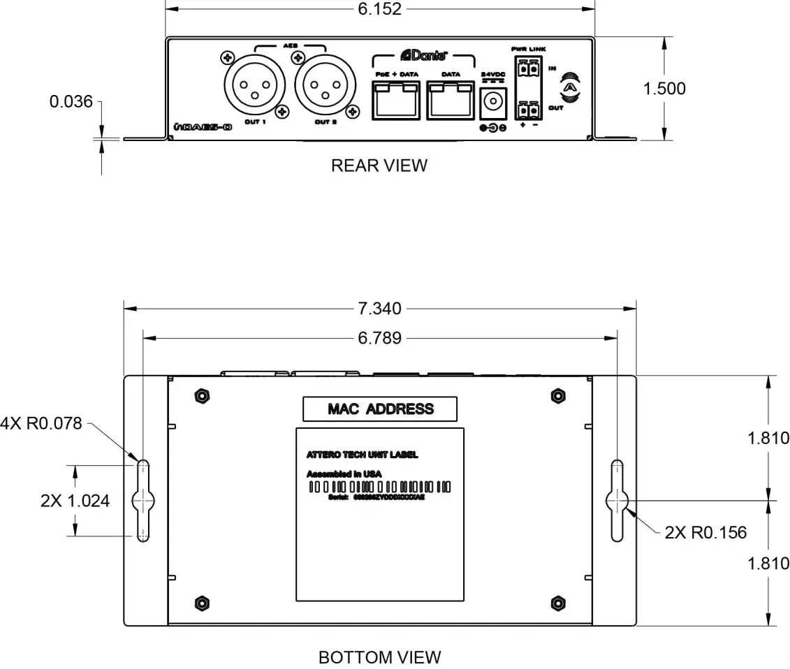 ATTEROTECH unDAES-O 4-Channel Dante to AES-EBU Interface - Mounting