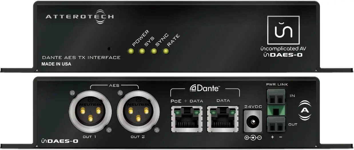 ATTEROTECH unDAES-O 4-Channel Dante to AES-EBU Interface - Overview