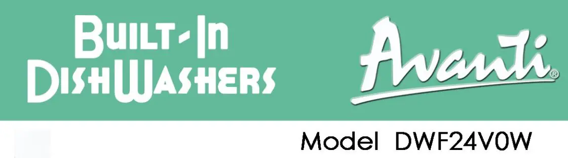 Avanti DWF24V3S Built-In Dishwasher Instructions