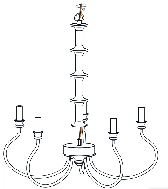 QUOIZEL AEL5024AWH 24 inch Antique White Chandelier Ceiling Light - Install Arm Assembly