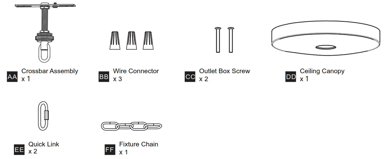 QUOIZEL AEL5024AWH 24 inch Antique White Chandelier Ceiling Light - MOUNTING HARDWARE