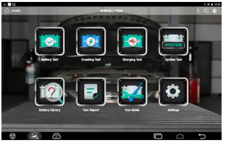 TOPDON BT Mobile Pros 12V Wireless Battery and System Tester - home screen