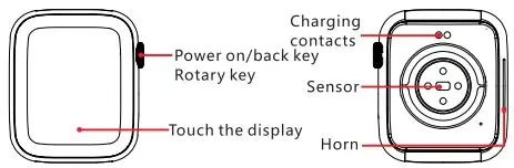 SMART WATCHES T13 Smartwatch User Guide - Description of the whole machine