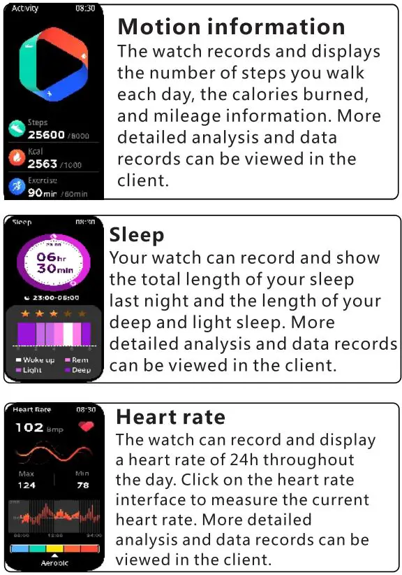 SMART WATCHES T13 Smartwatch User Guide - Introduction to the function of the watch