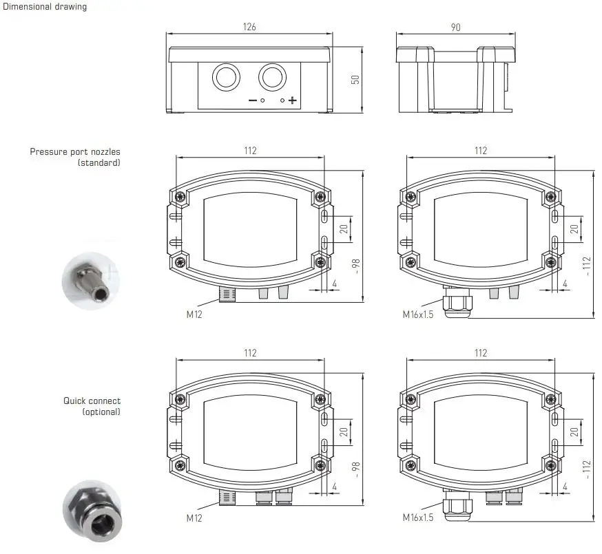 S S REGELTECHNIK Premasreg 716x Pressure Measuring Transducer Instruction Manual - Dimensional drawing
