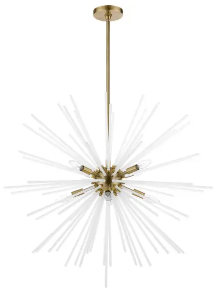 LIVEX LIGHTING 48828-01 Uptown 8-Light Antique Brass Mid-Century