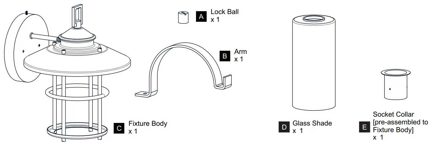 QUOIZEL LOM8411ABA Hardwired Outdoor Wall Lantern Sconce - PACKAGE CONTENTS