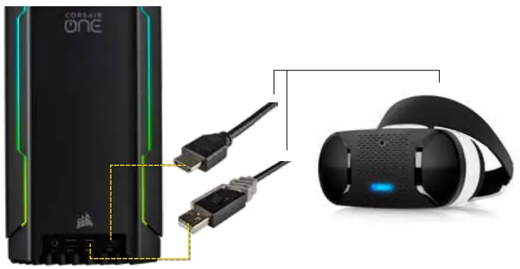 CORSAIR RRNCTF75ON ONE Compact RTX Gaming PC - CONNECTING VR HEADSET