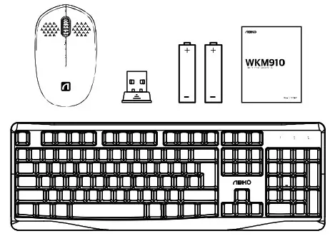 ABKO WKM910 Wireless Keyboard and Mouse Combo - Package Contents