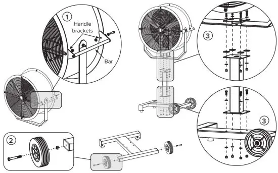 BIG ASS FANS Sweat Bee 30 Inch Heavy Duty Fan - hardware