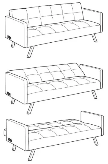 COSTWAY HV10009 3-Seater Sofa Bed - Seater1