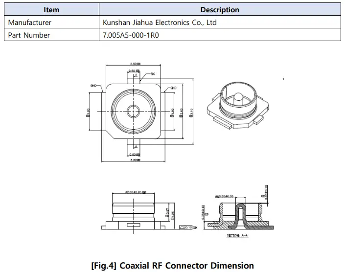 Figure 4 Coaxial RF Connector Dimension