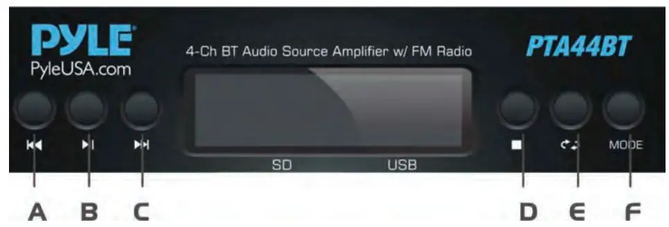 PYLE 4 Channel Audio Amplifier Built-in CONTROL BUTTONS