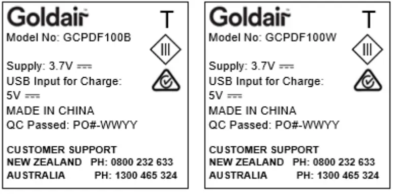 Goldair GCPDF100B USB Rechargeable Desk Fan - desposal