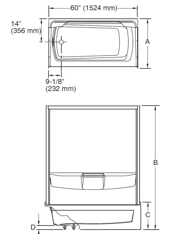 KOHLER 71171120-0 Ensemble Vikrell Right-Hand Drain Rectangular Skirted Bathtub fig 23