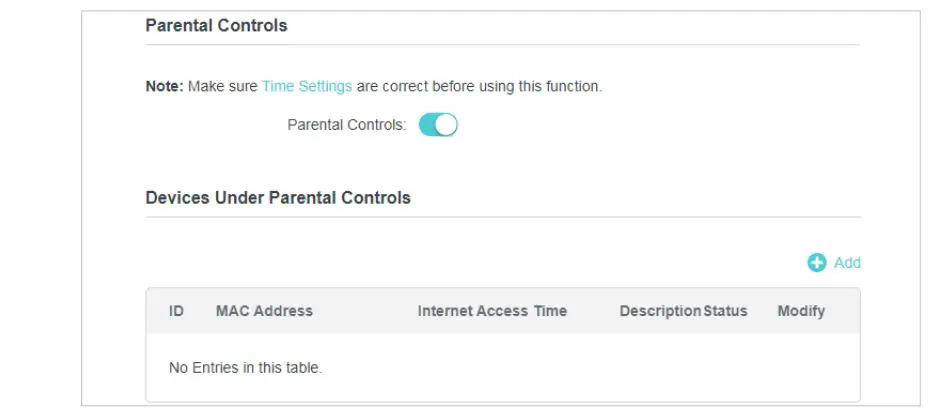 tp-link TL-WPA7517 AV1000 Gigabit Powerline ac Wi-Fi Extender User Guide - Go to Advanced Parental Controls