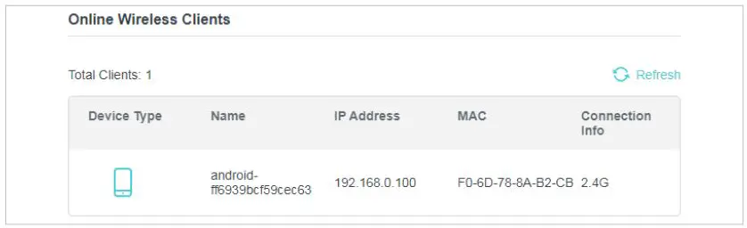 tp-link TL-WPA7517 AV1000 Gigabit Powerline ac Wi-Fi Extender User Guide - Go to Wireless Clients page
