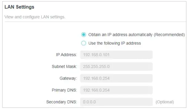 tp-link TL-WPA7517 AV1000 Gigabit Powerline ac Wi-Fi Extender User Guide - LAN IP Address