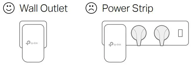 tp-link TL-WPA7517 AV1000 Gigabit Powerline ac Wi-Fi Extender User Guide - Plug the product directly into a wall socket instead of a power strip