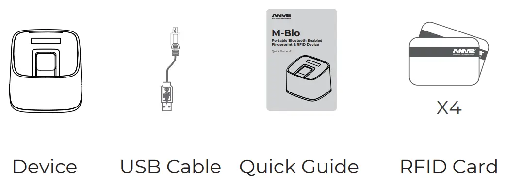 ANVIZ M Bio Portable Bluetooth Enabled Fingerprint &amp RFID Device - Package List