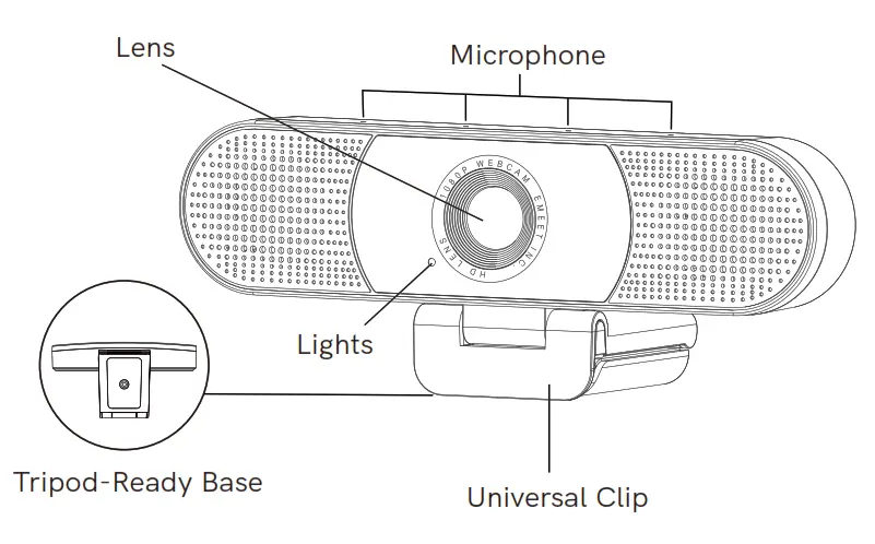HD Webcam eMeet C980 Pro Full HD Webcam