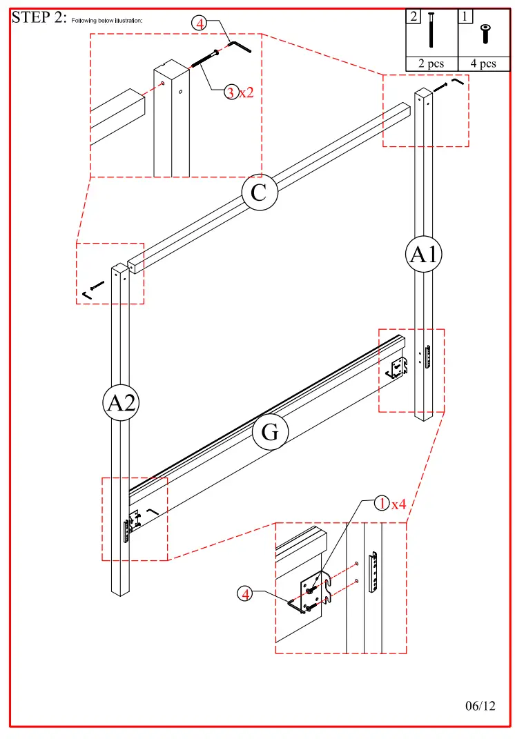 THE HOME DEPOT AD000080 Wood Frame Queen Size Upholstered Canopy Bed - Figure 6