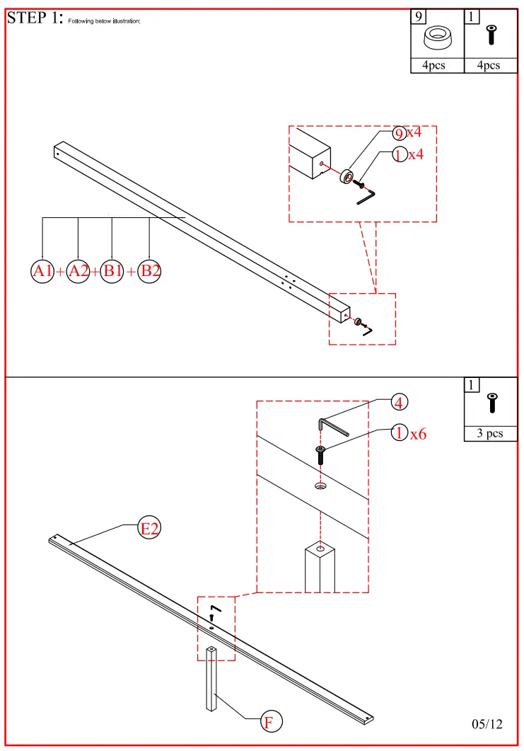 THE HOME DEPOT AD000080 Wood Frame Queen Size Upholstered Canopy Bed - Figure4