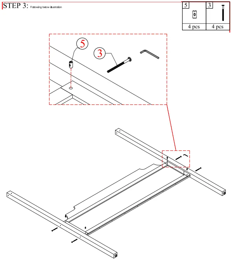 THE HOME DEPOT AD000080 Wood Frame Queen Size Upholstered Canopy Bed - Figure7