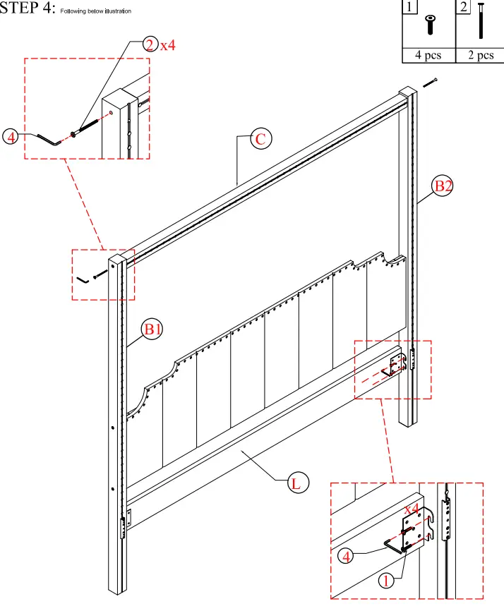 THE HOME DEPOT AD000080 Wood Frame Queen Size Upholstered Canopy Bed - Figure8