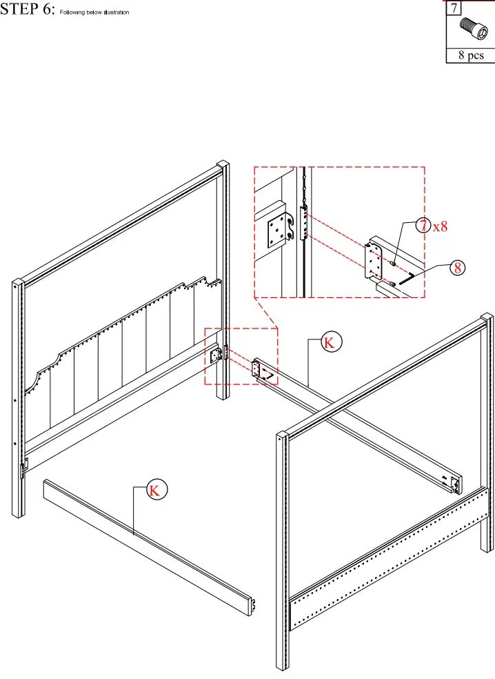 THE HOME DEPOT AD000080 Wood Frame Queen Size Upholstered Canopy Bed - Figure9