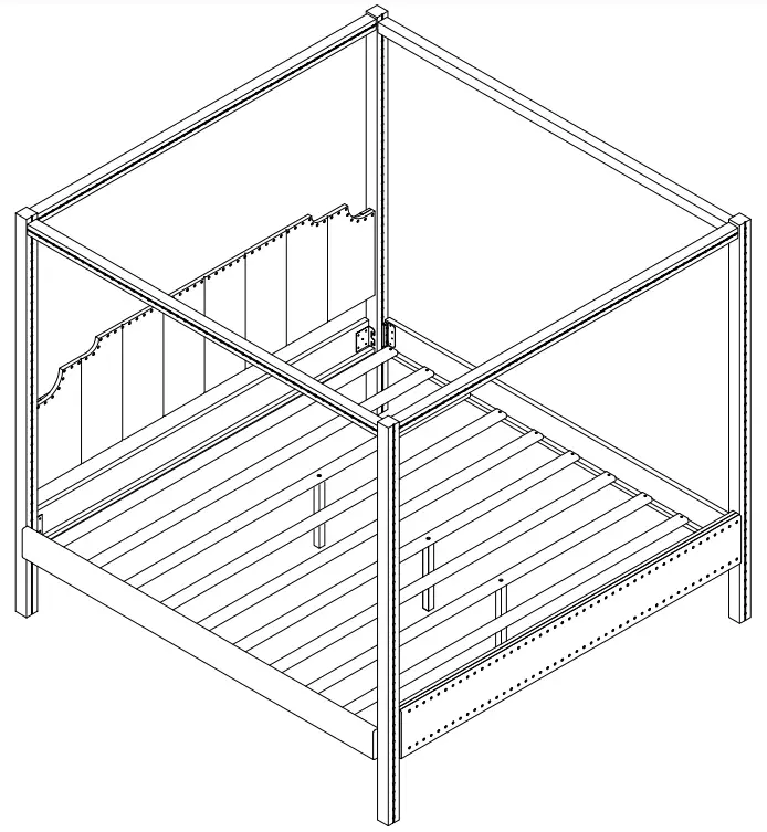 THE HOME DEPOT AD000080 Wood Frame Queen Size Upholstered Canopy Bed