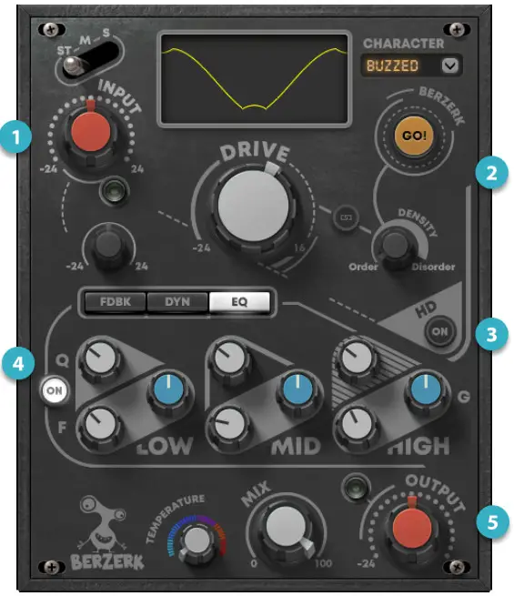 WAVES Berzerk Creative Distortion Plugin - Interface and Controls