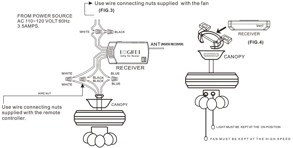 EOGIFEE FAN-53T Small Size Universal Ceiling Fan Remote Control fig 2