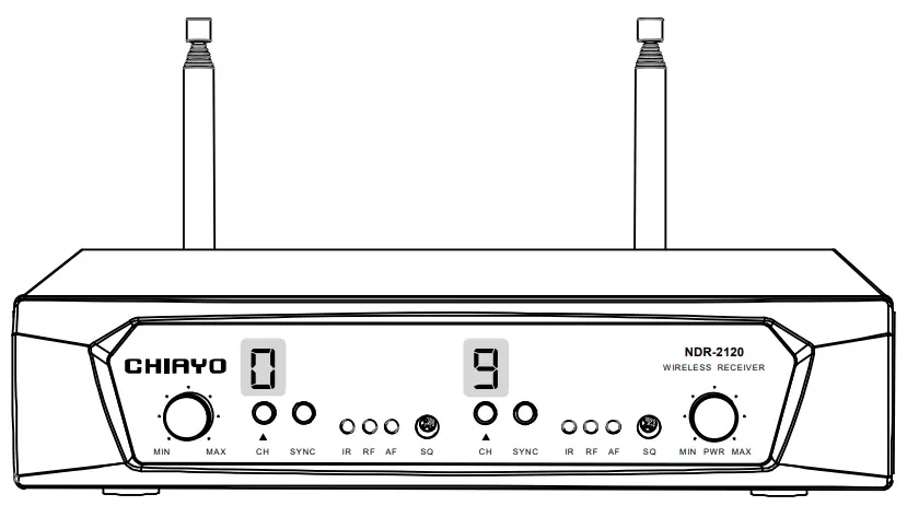 CHIAYO NDR 2120 VHF 1 2 19 Inch Dual Channel Auto Sync Diversity Receiver