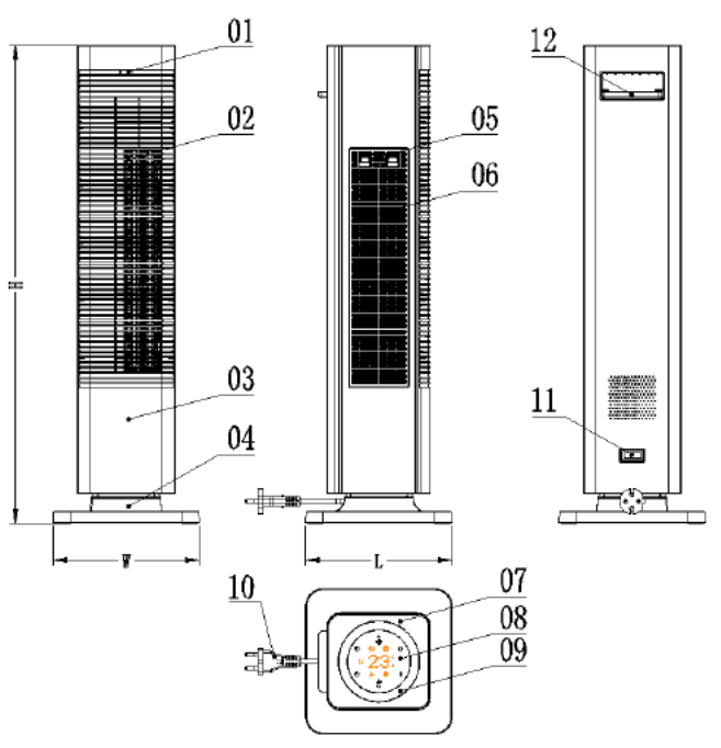 Clean Air Optima CA-904C Design Fan Heater - 1