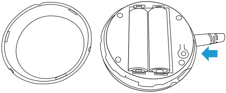 , insert two AA batteries.