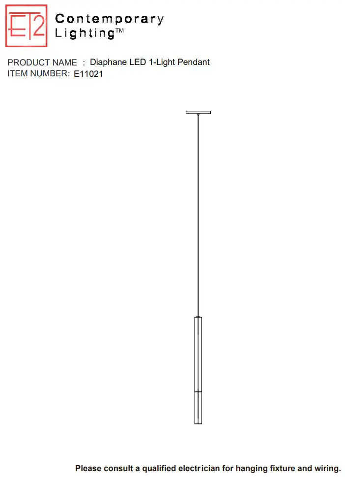ET2 E11021 Diaphane LED 1 Light Pendant User Manual