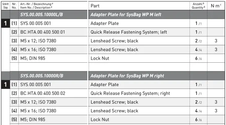 SW MOTECH BC SYS 07 945 31000B SLC Side Carrier - part list 4