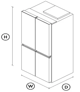 FISHER PAYKEL RF500QNX1 Freestanding Quad Door Refrigerator Freezer 79cm 498L - DIMENSIONS