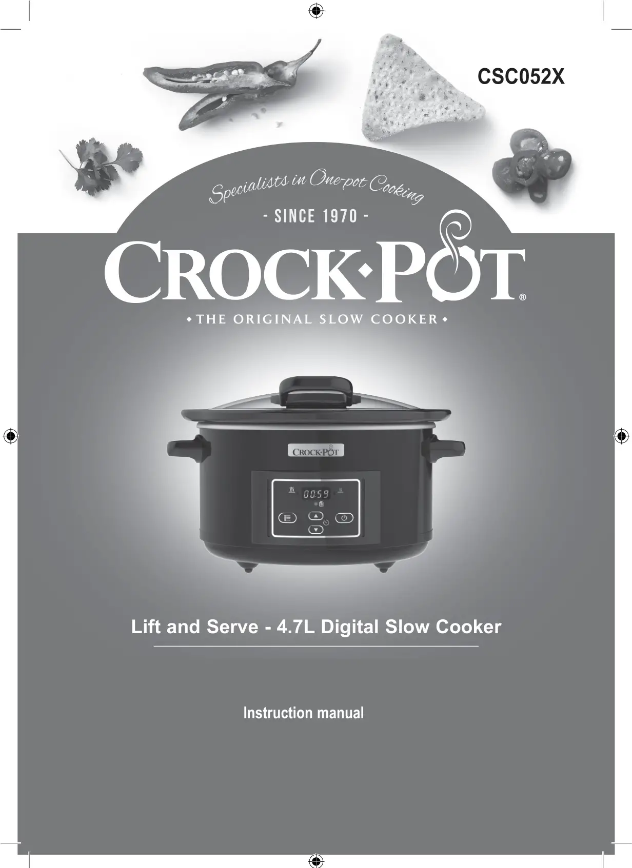 CROCK POT CSC052X 4.7L Digital Slow Cooker Instruction Manual