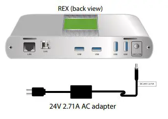 Icron USB 3-2-1 Raven™ 3124 User Guide - Power the REX with the included 24V 2.71A AC adapter and tighten the locking ring