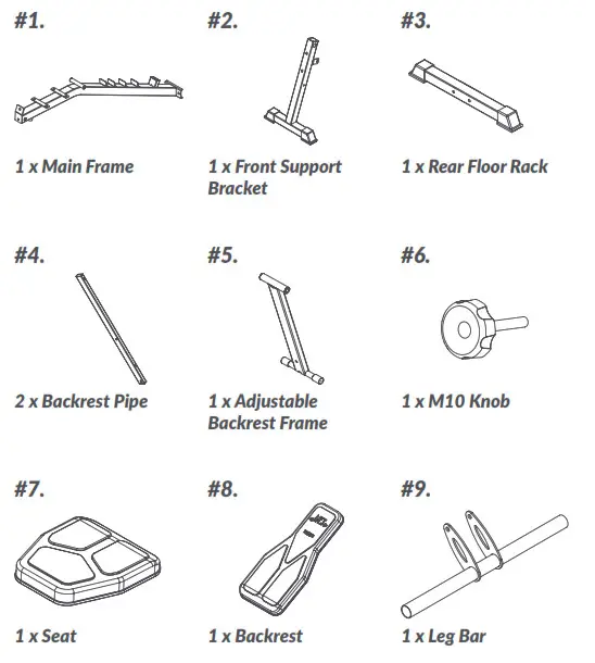 BLUEFIN Lift Weights Bench-Main Parts List