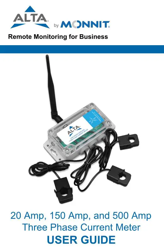 MONNIT 20 Amp Three Phase Current Meter User Guide