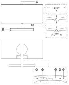 HUAWEI ZQE-CBA Gaming Monitor - Appearance and ports