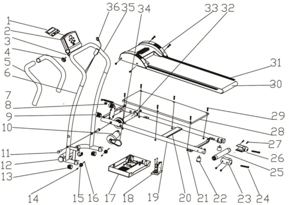 kogan FSEFBTM300A Electric Foldable Treadmill T300 - Parts List