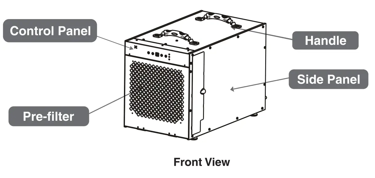 baseaire AirWerx 100X Dehumidifier for Basement and Whole House - Diagram