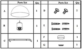 Johan Lewis House Jamie Ceiling pendant parts list