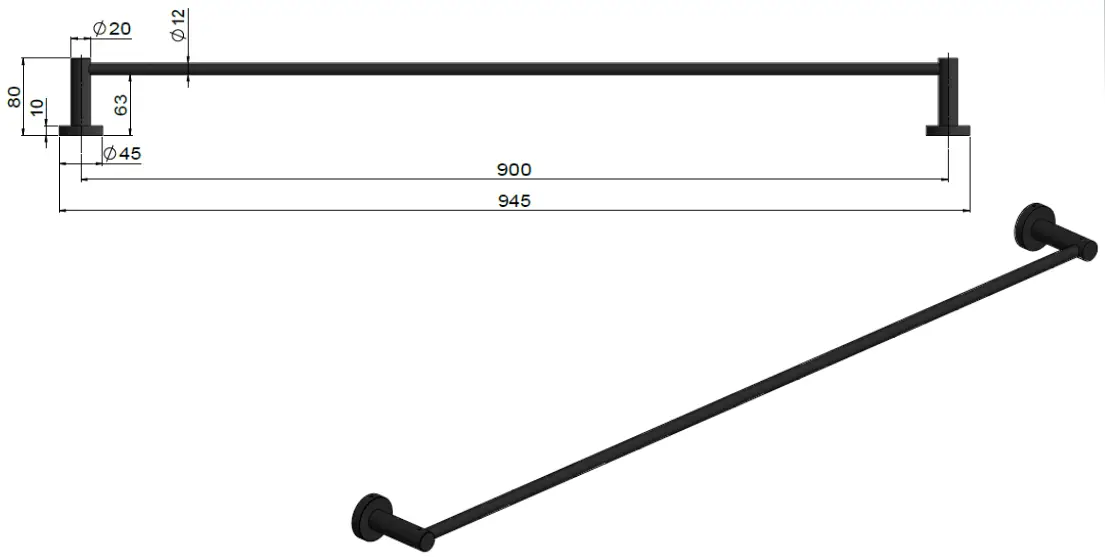 meir Round Single Rail - SPECIFICATIONS